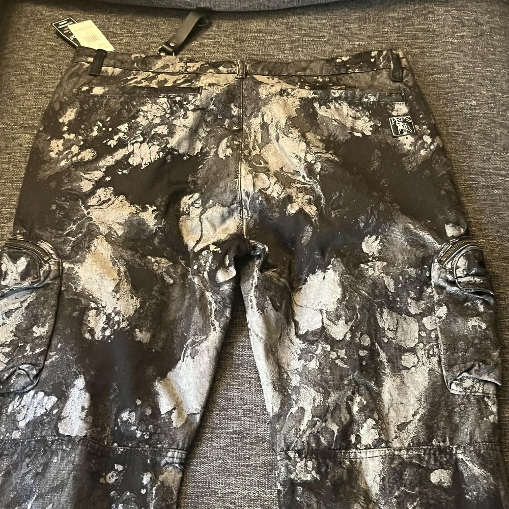 Prps Pants Mens 36x31 Black Camo Cargo Denim E109P14 Garment Dyed Streetwear - Picture 4 of 16